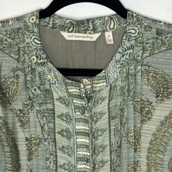 Soft Surroundings Women’s Jardin Majorelle Sage Asymmetrical Maxi Dress Size 1X - Picture 2 of 11